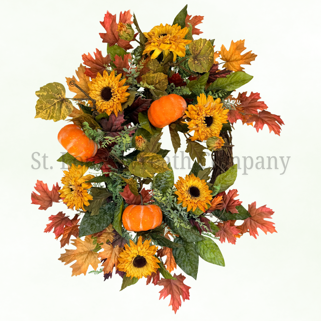 Fall Bloom - Fall Wreath (27”-29” Total Diameter)